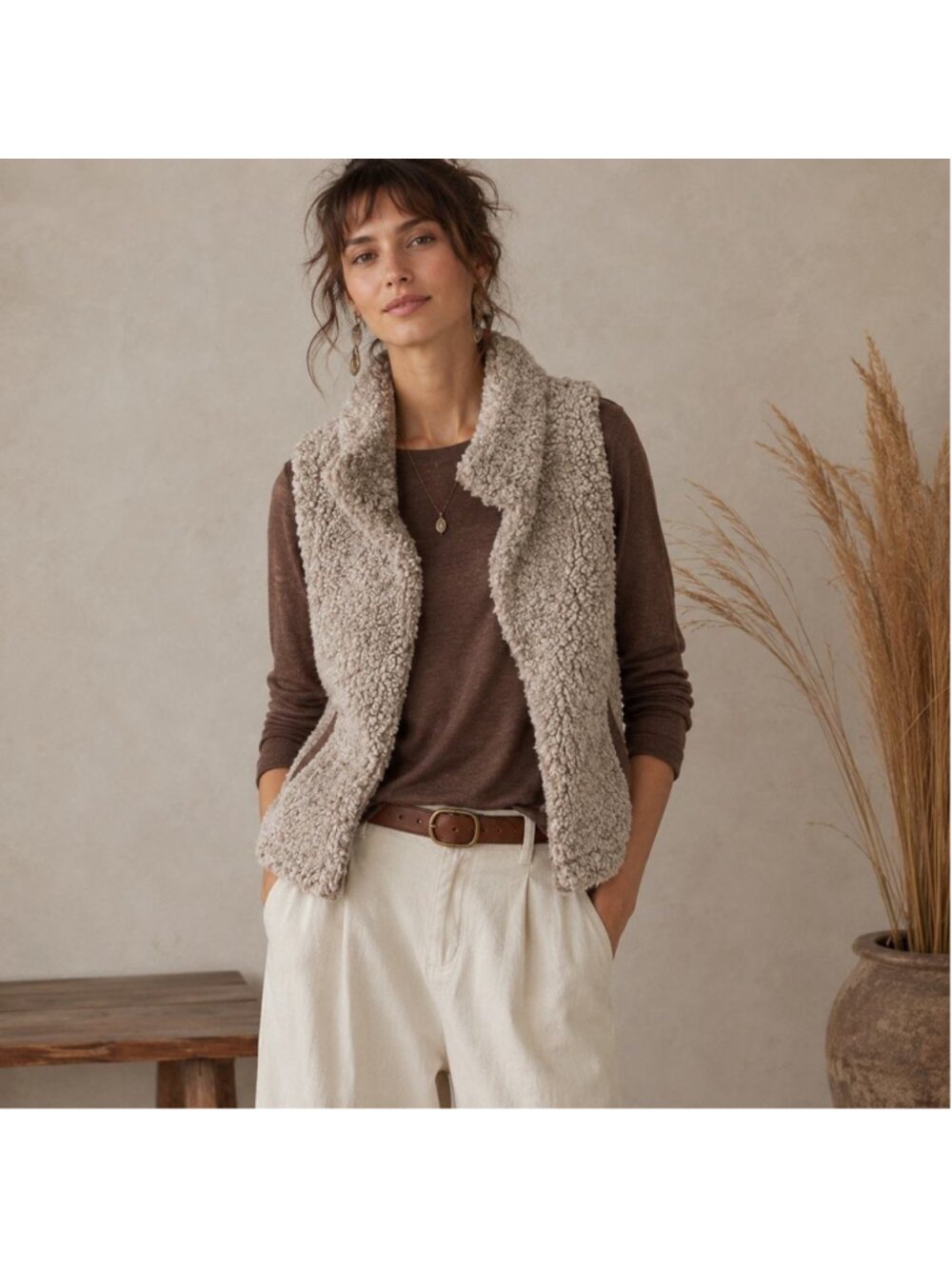 Dylan Anthropology Teddy Sherpa Vest Outdoor Layer Gorpcore Cozy Cabin S
